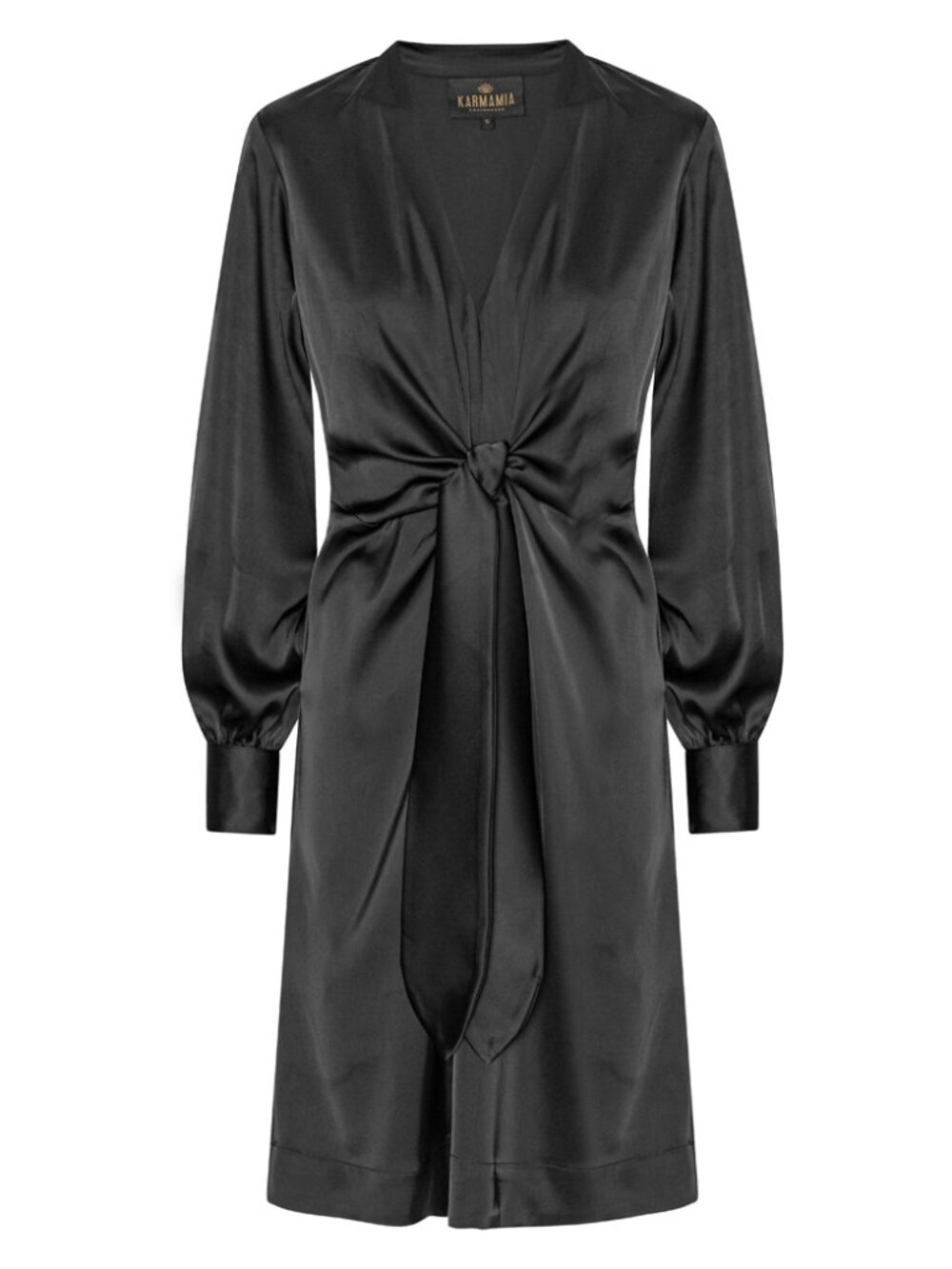 Karmamia's Blair Dress – Semi Rich Black V-neck front tie mini dress - Small NWT